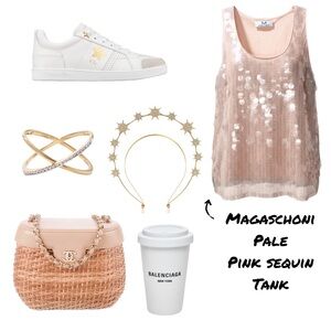Magaschoni Pale Pink Sequin Tank Top